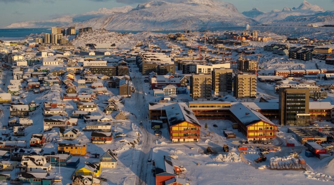 A drone view shows a general view of Nuuk, Greenland, January 15, 2026. (Reuters/Marko Djurica)