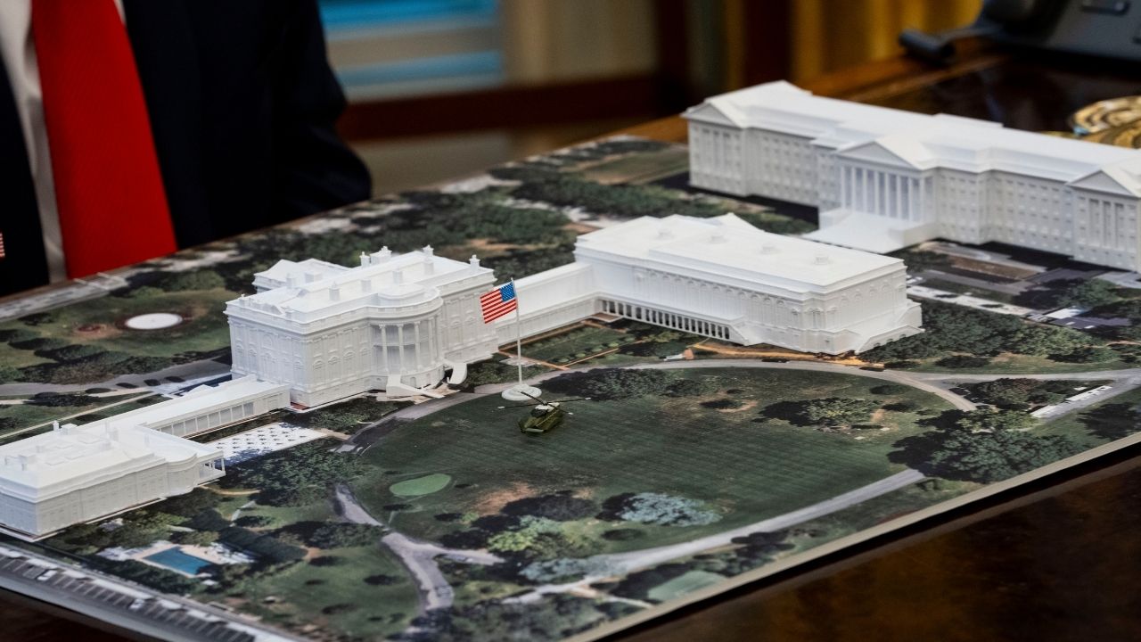 A model of President Donald Trump’s proposed ballroom, in the Oval Office of the White House in Washington, Dec. 12, 2025. A federal judge has allowed the ballroom project to proceed after the Trump administration pledged to undergo a review by the Commission of Fine Arts.(Doug Mills/The New York Times)