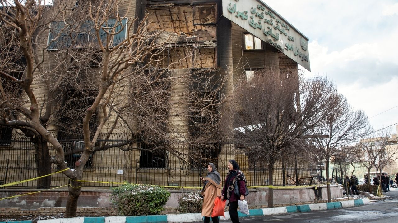 A photograph taken during a tour for international news media on Wednesday, Jan. 21, 2026, shows a tax office that was burned during protests in Tehran. Iran and its militia allies say they will respond aggressively in the region if attacked. A U.S. aircraft carrier and warships are approaching the region. (Arash Khamooshi/The New York Times)