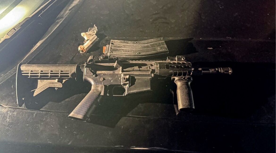 A routine CHP traffic stop on southbound Highway 99 near Le Grand Road resulted in the seizure of a hidden rifle and suspected methamphetamine from a probationer with prior gun convictions. (CHP)