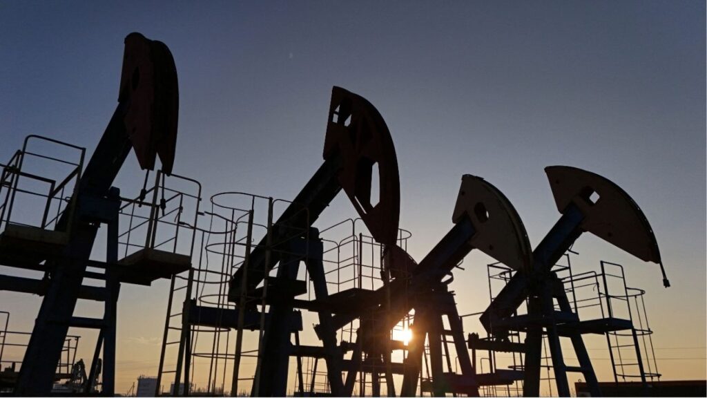 A view shows disused oil pump jacks at the Airankol oil field operated by Caspiy Neft in the Atyrau Region, Kazakhstan April 2, 2025. (Reuters/Pavel Mikheyev)