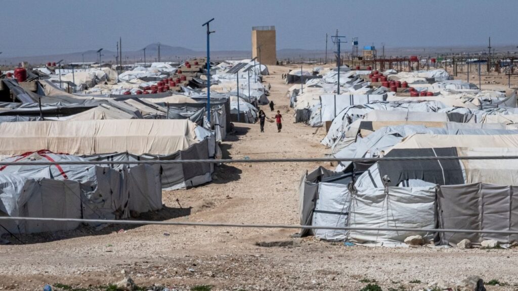 Al Hol detention camp in northeastern Syria, March 24, 2025. Kurdish forces withdrew on Tuesday from a vast detention camp that houses tens of thousands of family members of Islamic State fighters as tensions with the government grew over who controls northeastern Syria, according to Kurdish and government officials. (Daniel Berehulak/The New York Times)