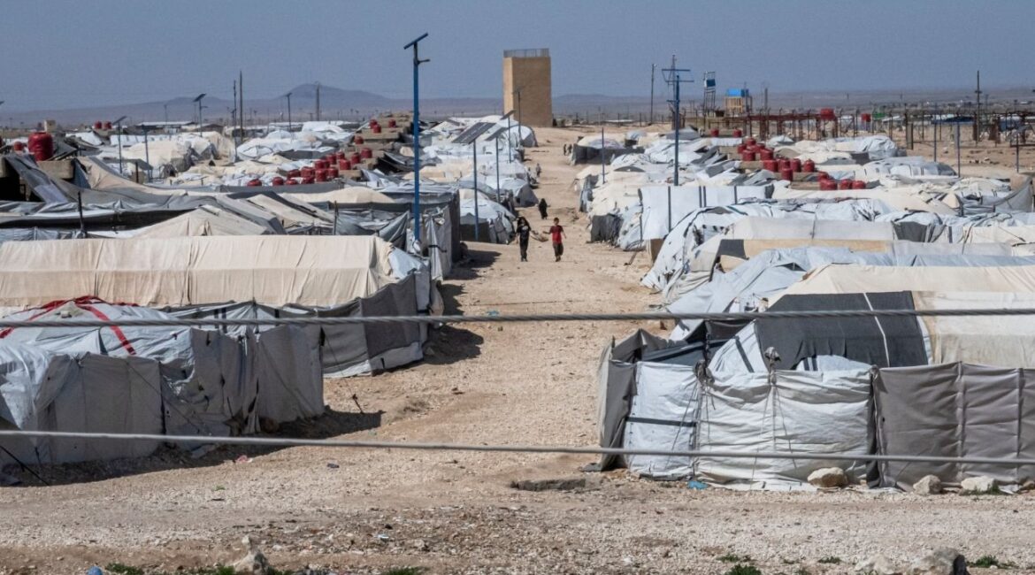 Al Hol detention camp in northeastern Syria, March 24, 2025. Kurdish forces withdrew on Tuesday from a vast detention camp that houses tens of thousands of family members of Islamic State fighters as tensions with the government grew over who controls northeastern Syria, according to Kurdish and government officials. (Daniel Berehulak/The New York Times)