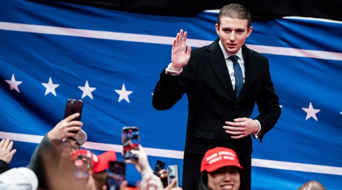 Barron Trump, son of President Donald Trump, arrives at a celebratory rally at the Capital One Arena in Washington following Trump’s inauguration as the 47th president, Jan. 20, 2025. The details of an emergency call made by President Trump’s youngest son to the London police last year emerged during a trial this week. (Haiyun Jiang/The New York Times)