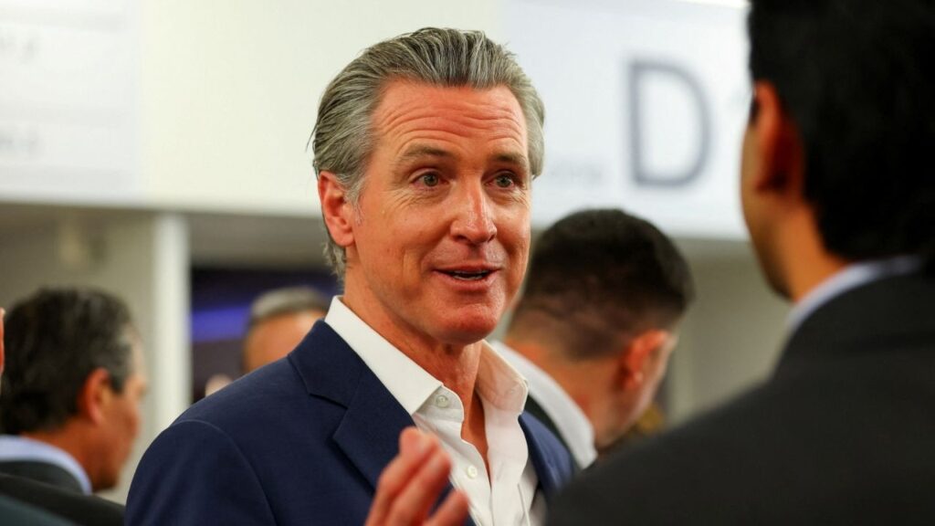 California Governor Gavin Newsom speaks to the media as he attends the 56th annual World Economic Forum (WEF) meeting in Davos, Switzerland, January 20, 2026. (Reuters/Denis Balibouse)
