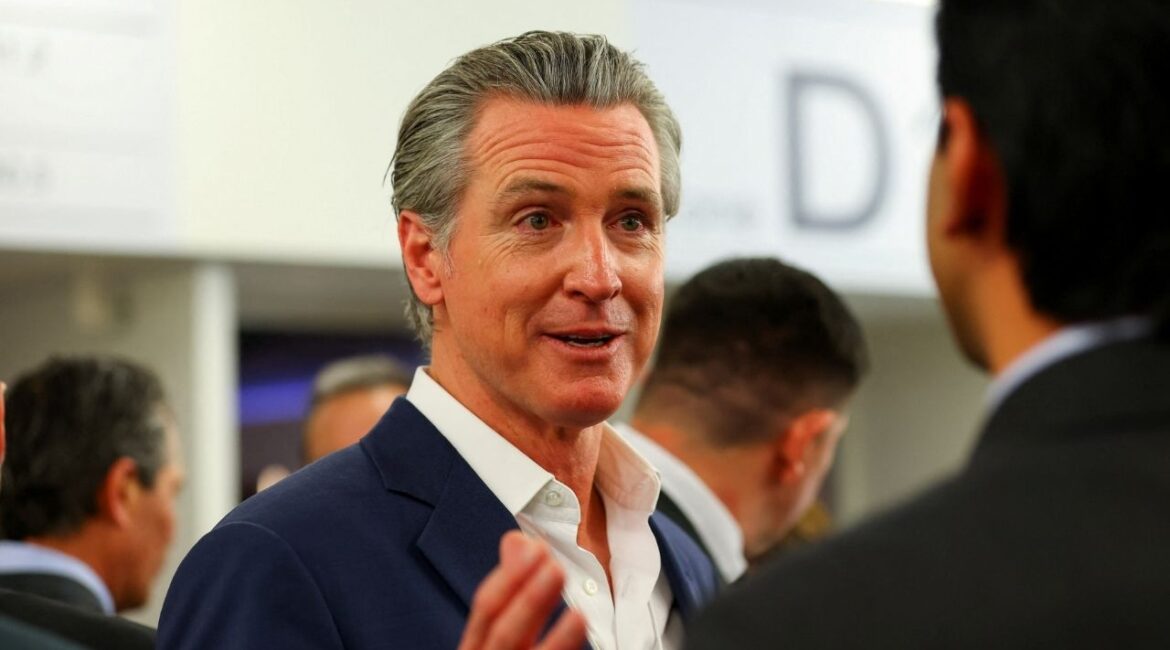 California Governor Gavin Newsom speaks to the media as he attends the 56th annual World Economic Forum (WEF) meeting in Davos, Switzerland, January 20, 2026. (Reuters/Denis Balibouse)