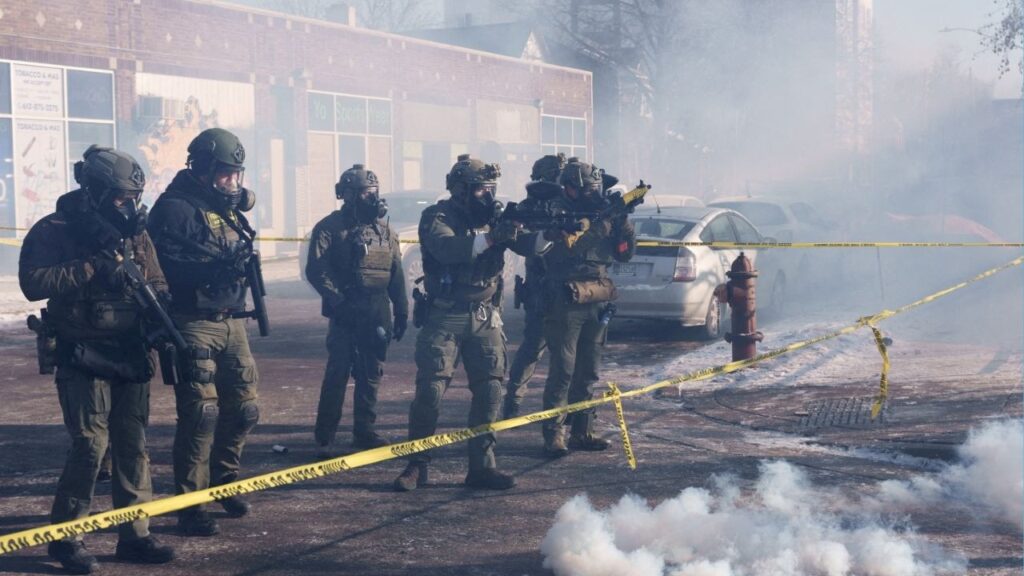 Federal agents fire munitions toward demonstrators near the site where a man identified as Alex Pretti was fatally shot by federal agents trying to detain him, in Minneapolis, Minnesota, U.S., January 24, 2026. (Reuters File)
