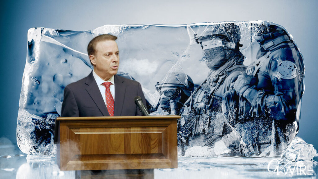 Garry Bredefeld standing up to support ICE Immigration Customs Enforcement California CA