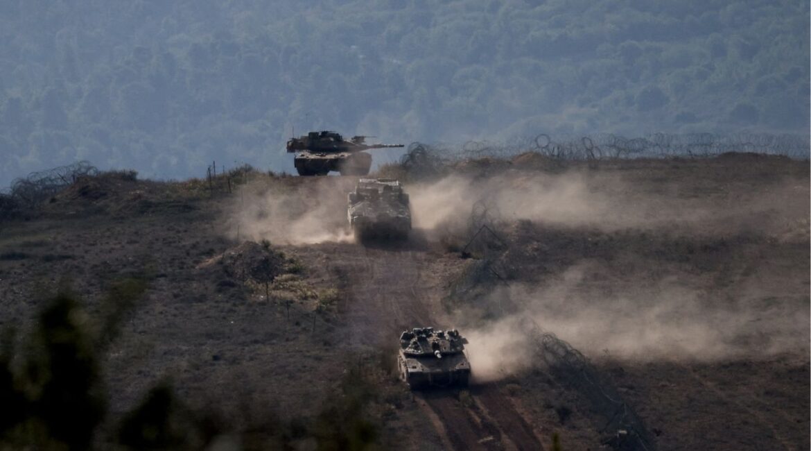 Lebanese army members stand on a military vehicle during a Lebanese army media tour, to review the army's operations in the southern Litani sector, in Alma Al-Shaab, near the border with Israel, southern Lebanon, November 28, 2025. (Reuters File)
