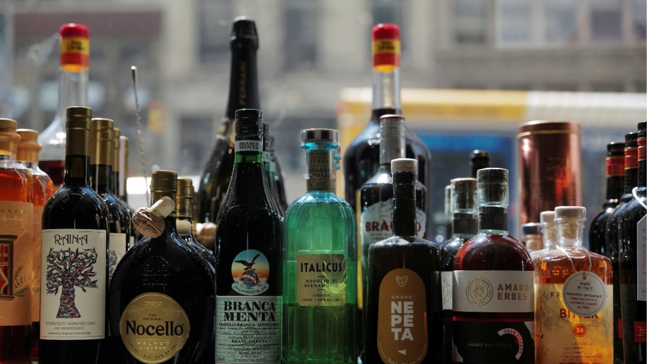 Liquors are displayed at a store in New York City, U.S., April 9, 2025. (Reuters/Jeenah Moon)