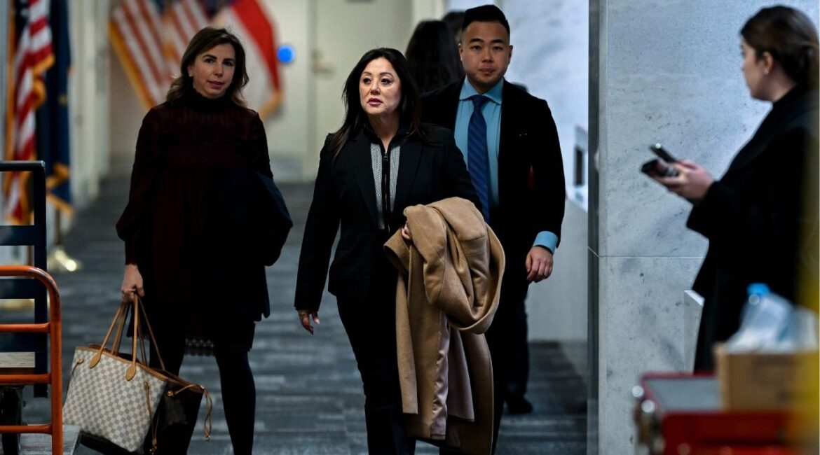 Lori Chavez-DeRemer, then the secretary of labor nominee, with her chief of staff, Jihun Han, on Capitol Hill in Washington, Dec. 18, 2024. The Labor Department’s watchdog is investigating allegations of professional misconduct involving the secretary. (Kenny Holston/The New York Times)