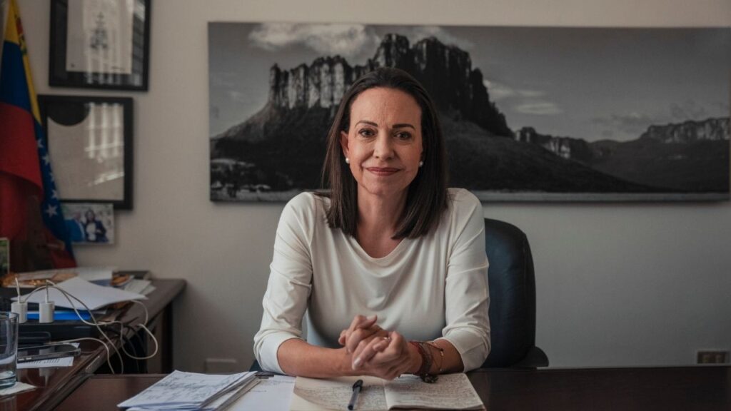 María Corina Machado in her office in Caracas, July 26, 2024. The Venezuelan opposition leader’s attempts to share her Nobel Peace Prize with President Donald Trump have shaken some Norwegians’ faith in their signature soft-power tool. (The New York Times)