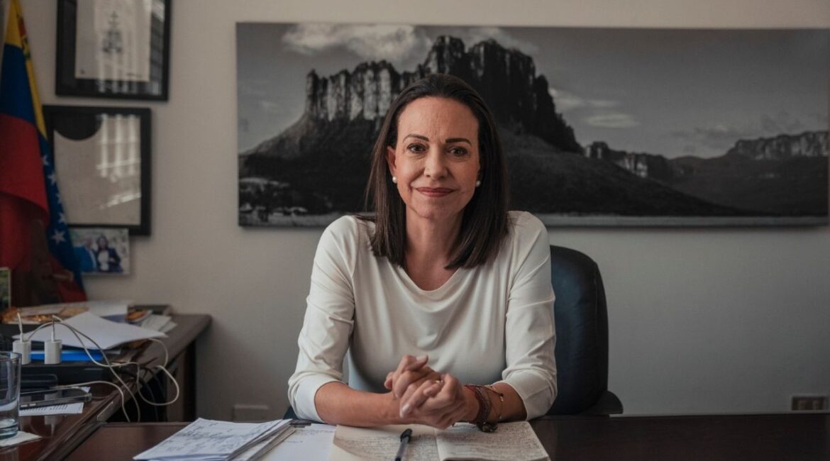 María Corina Machado in her office in Caracas, July 26, 2024. The Venezuelan opposition leader’s attempts to share her Nobel Peace Prize with President Donald Trump have shaken some Norwegians’ faith in their signature soft-power tool. (The New York Times)