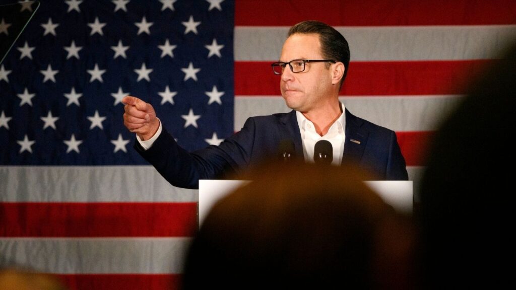 Pennsylvania’s Gov. Josh Shapiro announces his campaign for re-election at a union local in Pittsburgh, Jan. 8, 2026. Shapiro suggests in his new memoir, “Where We Keep the Light,” that when Kamala Harris’s team vetted him as a possible running mate, aides focused on Israel to an extent he found offensive, and even asked him if he had ever been an agent for Israel. (Jeff Swensen/The New York Times)