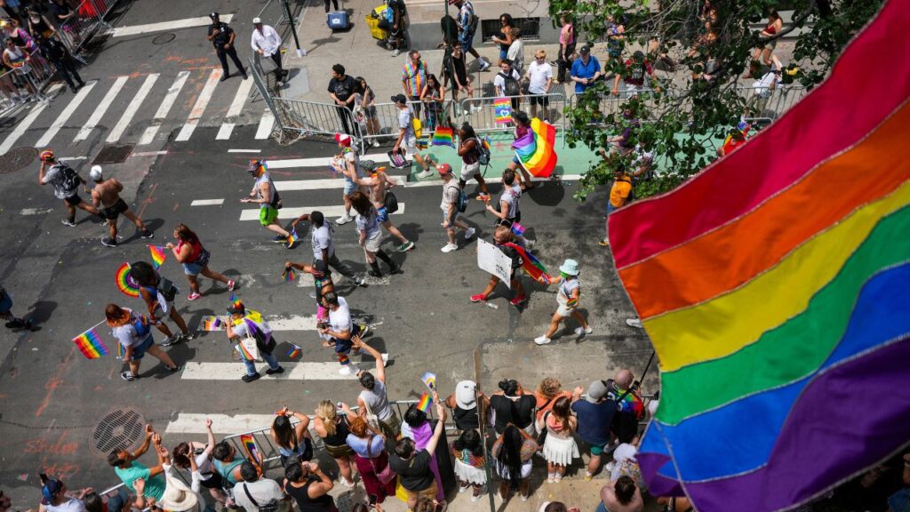 People participate in the 2025 NYC Pride March in Manhattan, New York City, U.S., June 29, 2025. (Reuters/Angelina Katsanis)