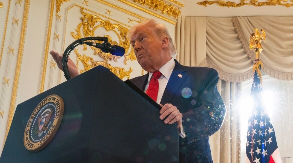 President Donald Trump in Palm Beach, Fla., on Friday, Jan. 16, 2026. For Trump, the sheer size of Greenland’s territory holds part of the appeal; it is about three times the size of Texas, and bigger than Alaska. (Allison Robbert/The New York Times)