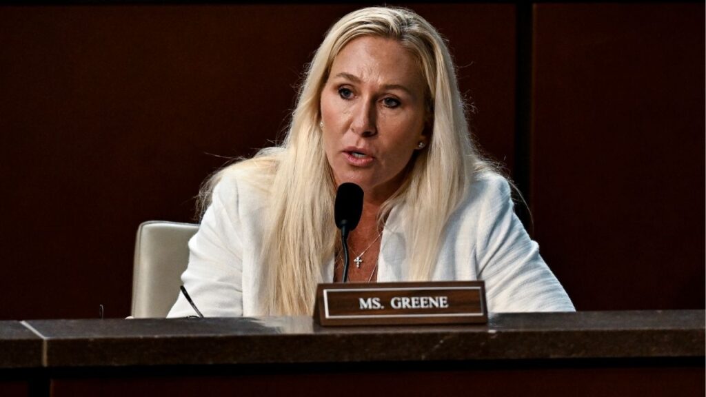 Rep. Marjorie Taylor Green (R-Ga.) speaks during a House Committee on Oversight and Government Reform markup hearing on Capitol Hill in Washington, on Sept. 10, 2025. Gov. Brian Kemp of Georgia on Tuesday, Jan. 6, 2025, set a special congressional election to serve out the remainder of Greene’s term after her unexpected resignation. (Kenny Holston/The New York Times)
