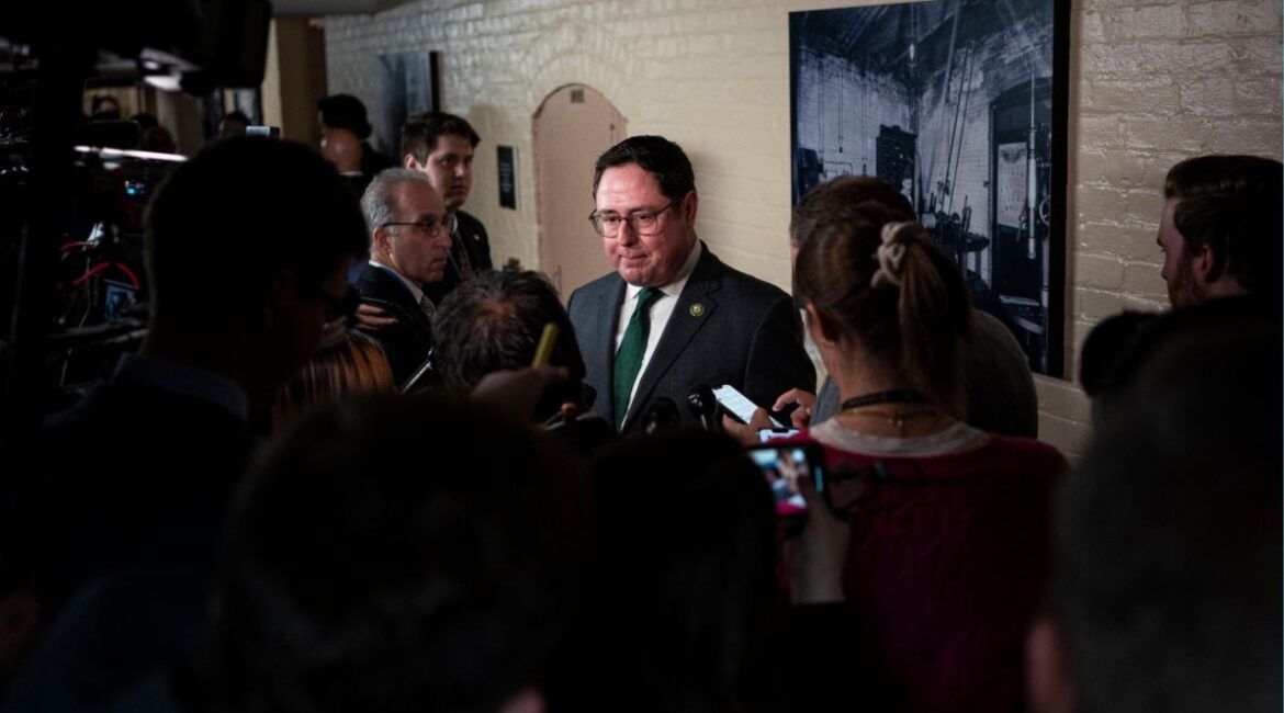 Rep. Mike Flood (R-Neb.) on Capitol Hill, Oct. 19, 2023. A high school student in Nebraska was hit by a car with a mounted “Trump 2024” flag while she appeared to be protesting against ICE outside her school on Jan. 29, 2026. On Friday, Flood condemned the incident and said on social media that the victim was alert and talking after the crash. (Haiyun Jiang/The New York Times).