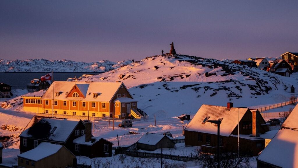Sunset over Nuuk, Greenland, January 21, 2026. (Mads Claus Rasmussen/Ritzau Scanpix/via Reuters)