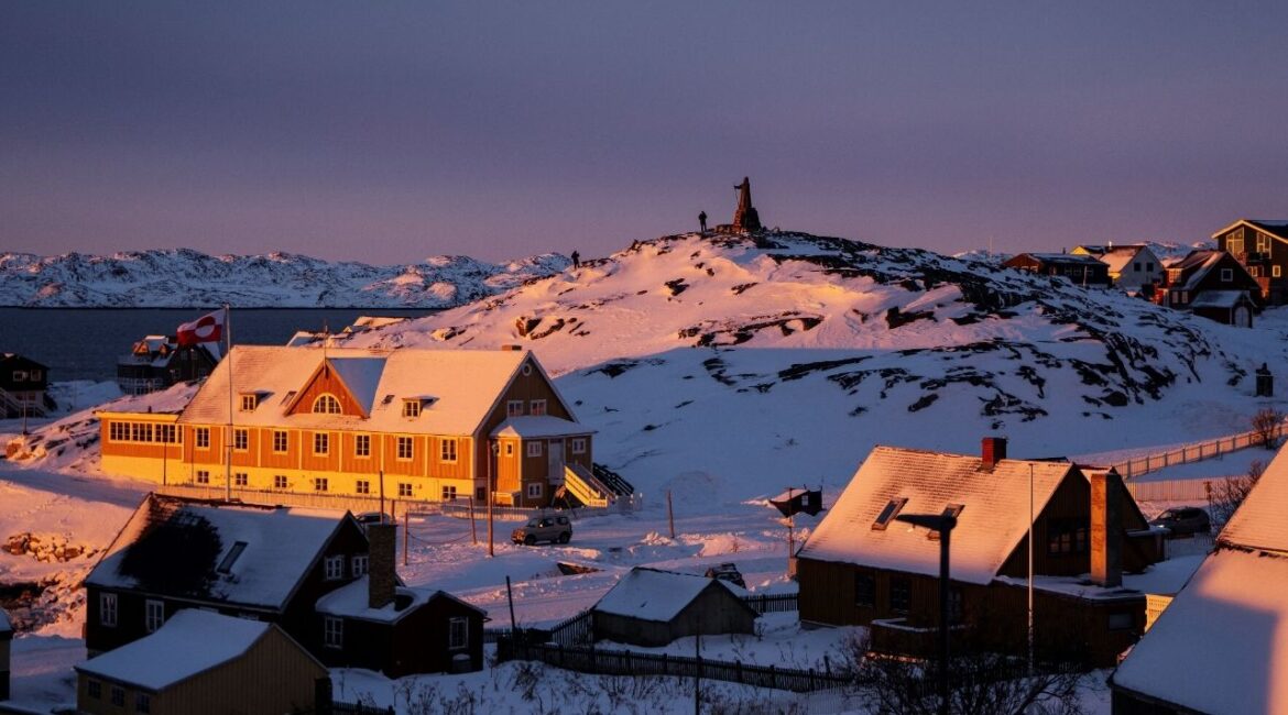 Sunset over Nuuk, Greenland, January 21, 2026. (Mads Claus Rasmussen/Ritzau Scanpix/via Reuters)