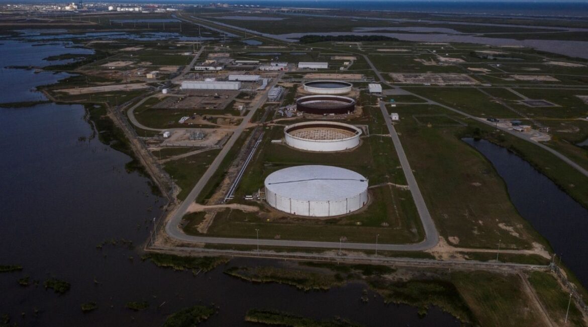 The Bryan Mound Strategic Petroleum Reserve, an oil storage facility, is seen in this aerial photograph over Freeport, Texas, U.S., April 27, 2020. (Reuters/Adrees Latif)