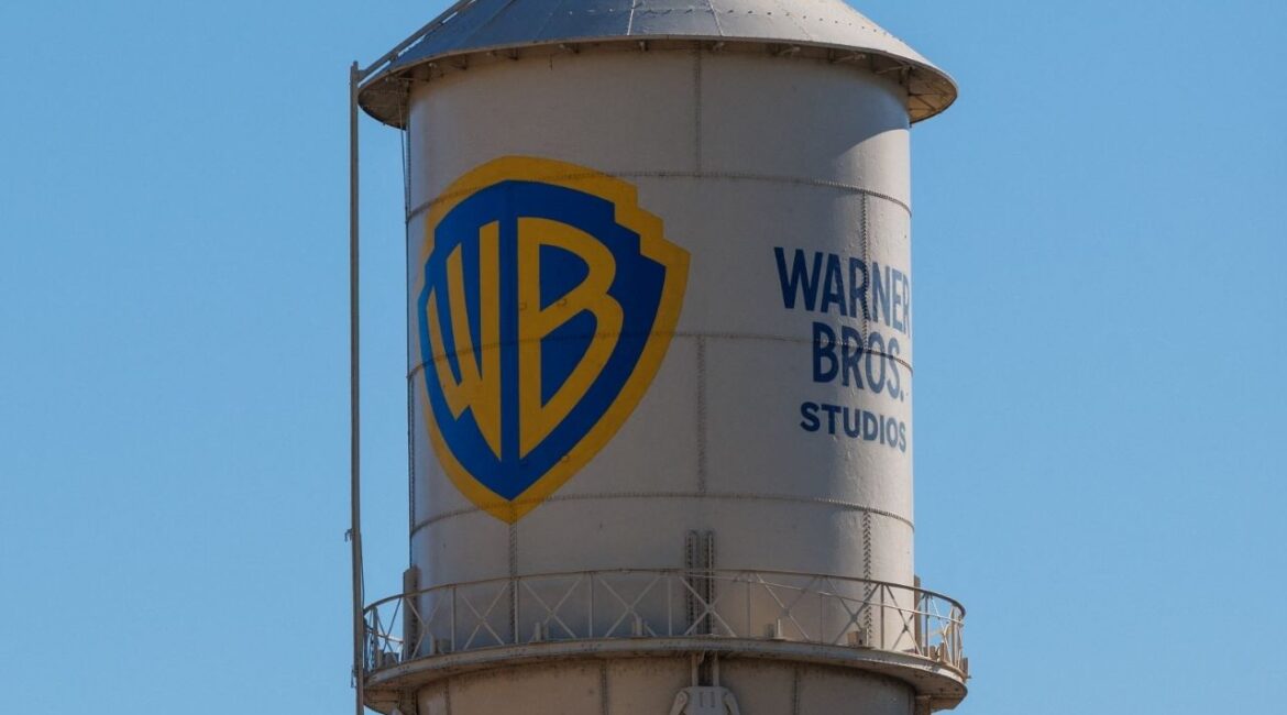 The Warner Bros. studio water tower stands on the company's lot in Burbank, California, U.S., December 8, 2025. (Reuters/Mike Blake)