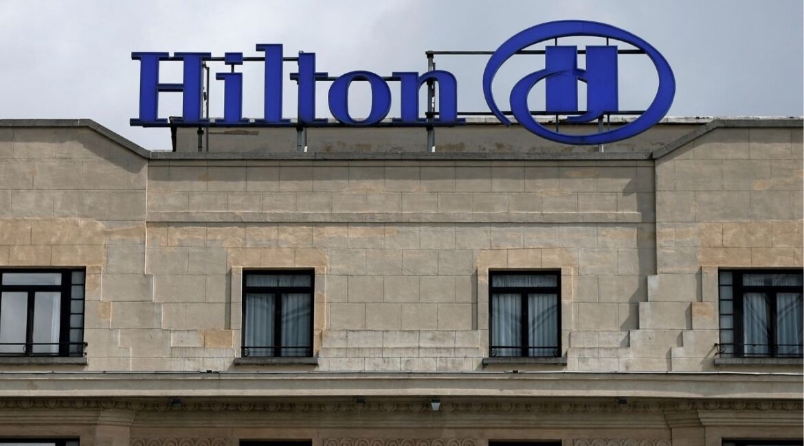 The logo of Hilton hotels group is pictured in central Brussels, Belgium August 4, 2017. (Reuters File)