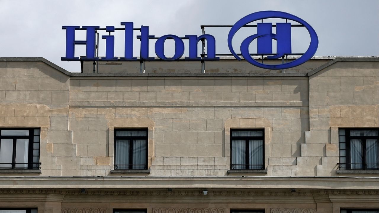 The logo of Hilton hotels group is pictured in central Brussels, Belgium August 4, 2017. (Reuters File)