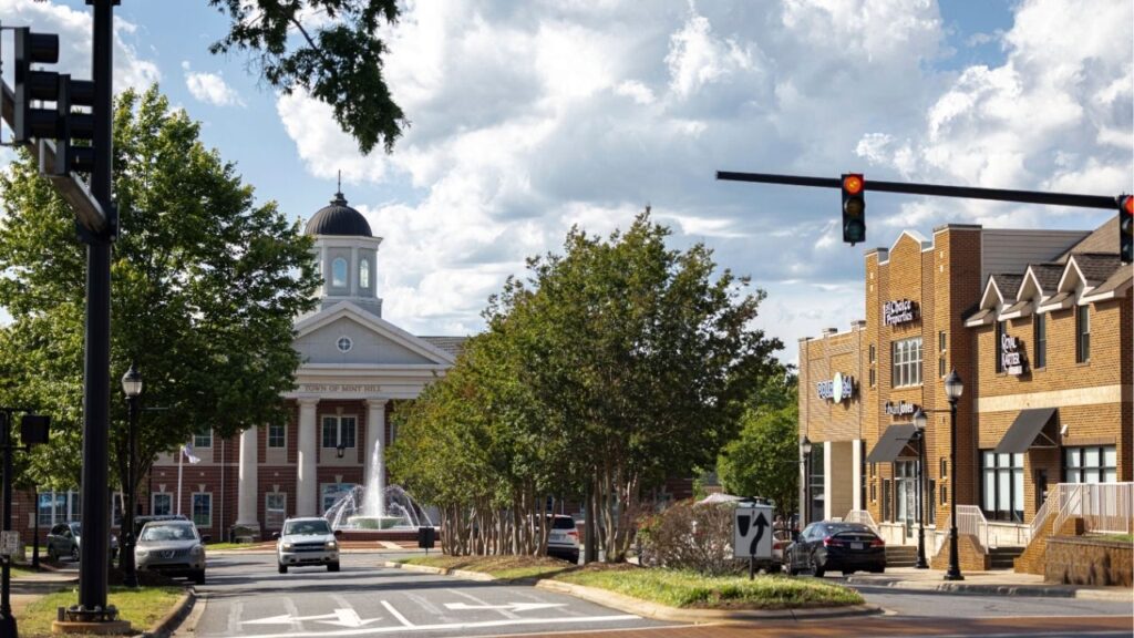 The town hall in Mint Hill, N.C., May 9, 2023. Federal investigators arrested an 18-year-old man from North Carolina, accusing him of plotting a terrorist attack on New Year’s Eve in Mint Hill, using a knife and hammers, the FBI said on Friday, Jan. 2, 2026. (Logan R. Cyrus/The New York Times)