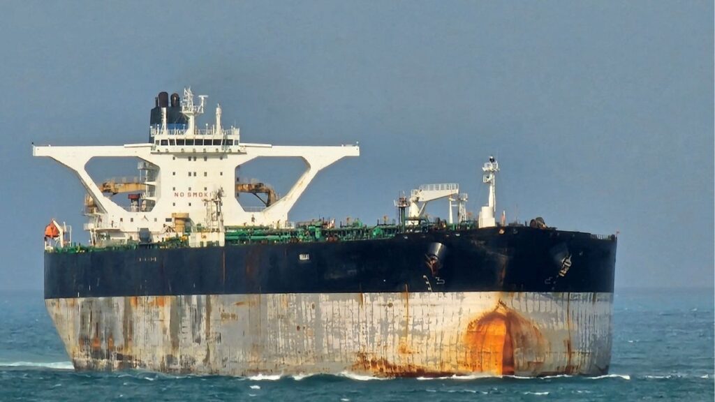 The vessel tanker Bella 1 at Singapore Strait, after U.S. officials say the U.S. Coast Guard pursued an oil tanker in international waters near Venezuela, in this picture taken from social media on March 18, 2025. (Reuters File)