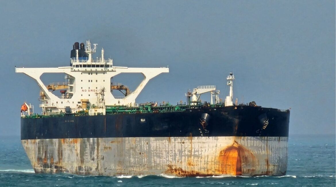 The vessel tanker Bella 1 at Singapore Strait, after U.S. officials say the U.S. Coast Guard pursued an oil tanker in international waters near Venezuela, in this picture taken from social media on March 18, 2025. (Reuters File)