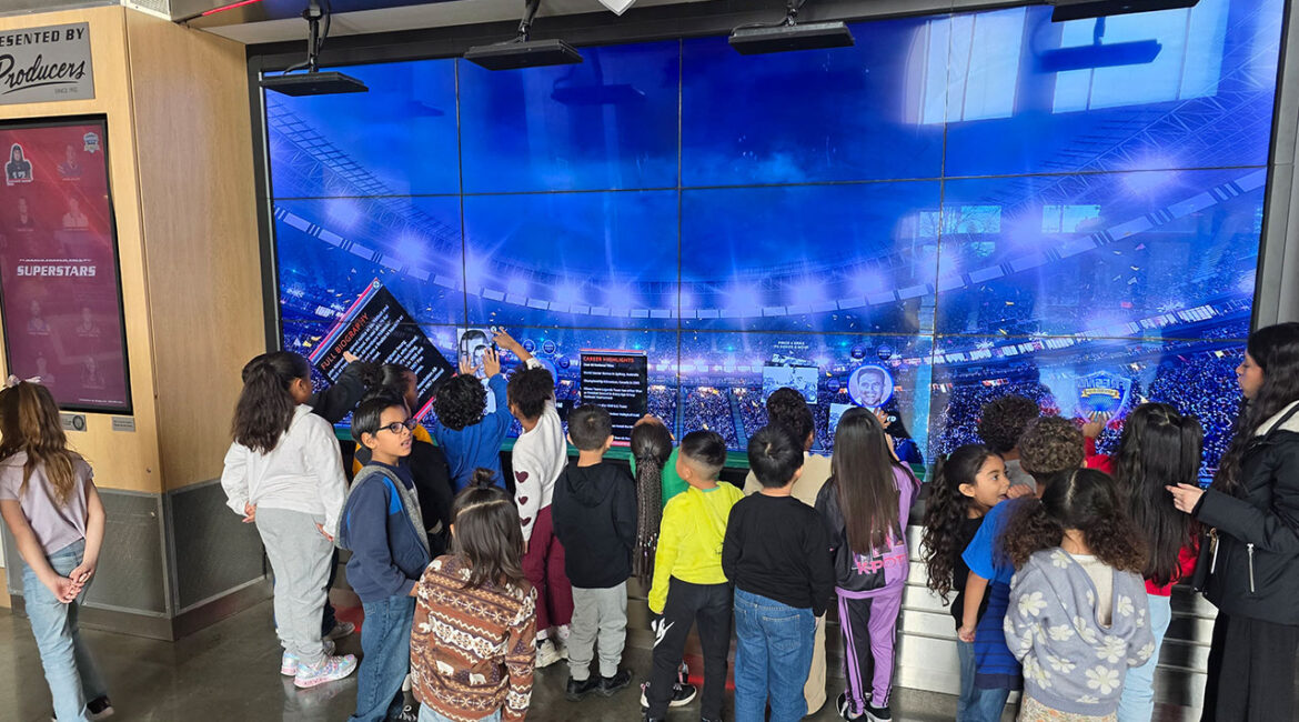 Image of the interactive video display board at the Fresno Athletic Hall of Fame