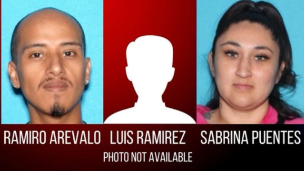 Three suspects, Luis Ramirez, 28, Ramiro Arevalo, 34, and Sabrina Puentes, 31, were arrested in connection with a New Year’s Day stabbing outside Bobby Salazar's that left two men injured, police said. (Fresno PD)