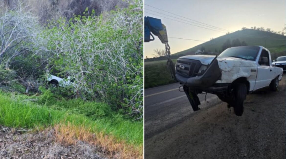 A driver walked away unharmed after California Highway Patrol officers responded Tuesday, Feb. 3, 2026, to a solo-vehicle crash on Pleasant Oak Drive near Highway 190. (CHP)
