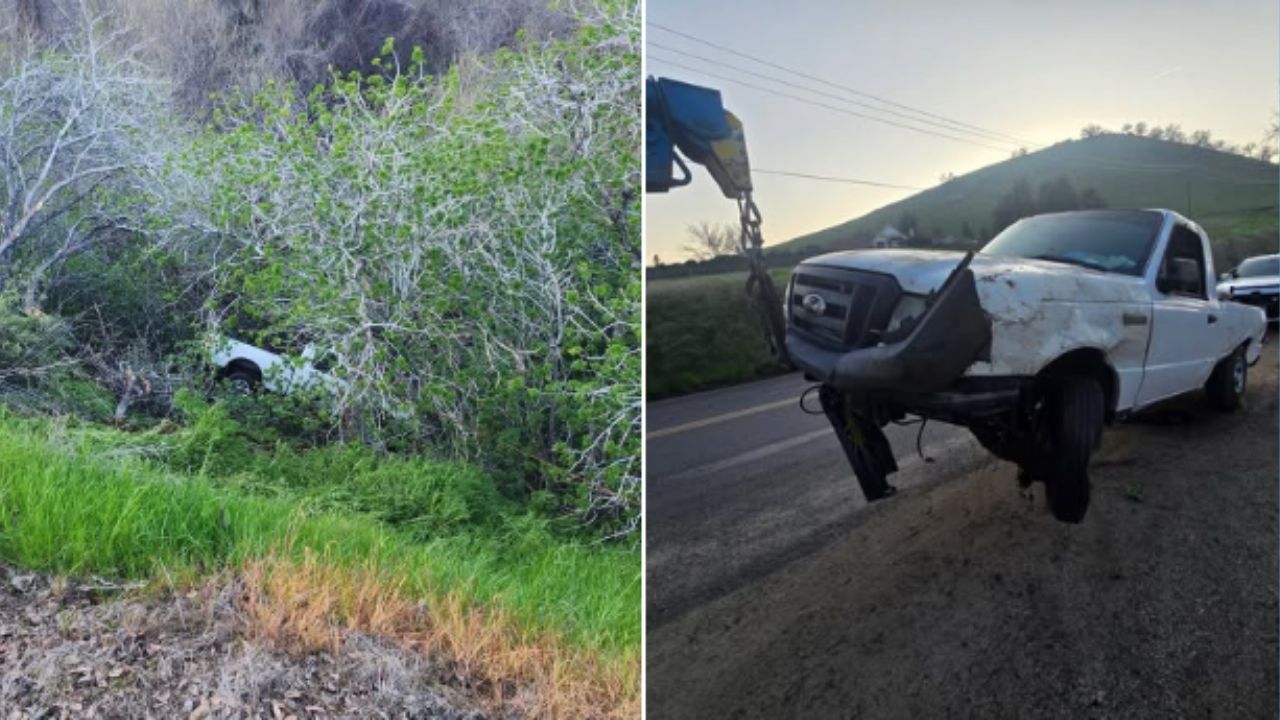A driver walked away unharmed after California Highway Patrol officers responded Tuesday, Feb. 3, 2026, to a solo-vehicle crash on Pleasant Oak Drive near Highway 190. (CHP)