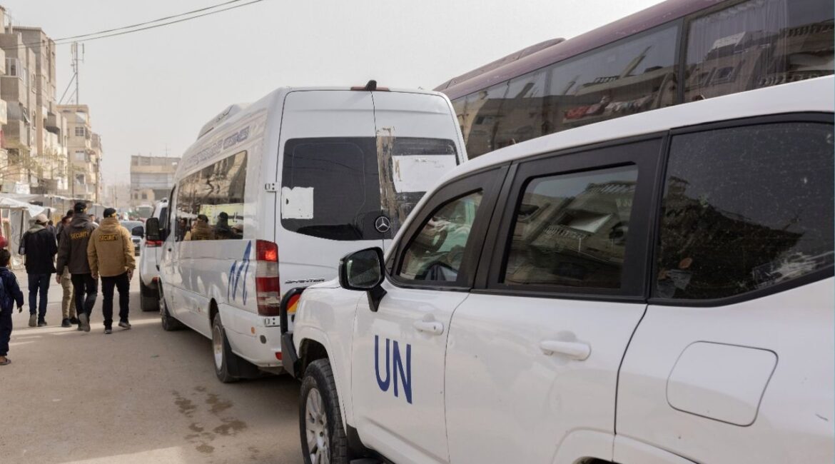 A minibus departs for the Rafah border crossing to Egypt from Khan Younis, Gaza, with five patients, each accompanied by two caregivers, on Monday, Feb. 2, 2026. The first groups of Palestinians started passing through the crossing on Monday morning in both directions, according to Israeli officials, who said they would have final numbers of how many crossed by the end of the day. (Saher Alghorra/The New York Times)
