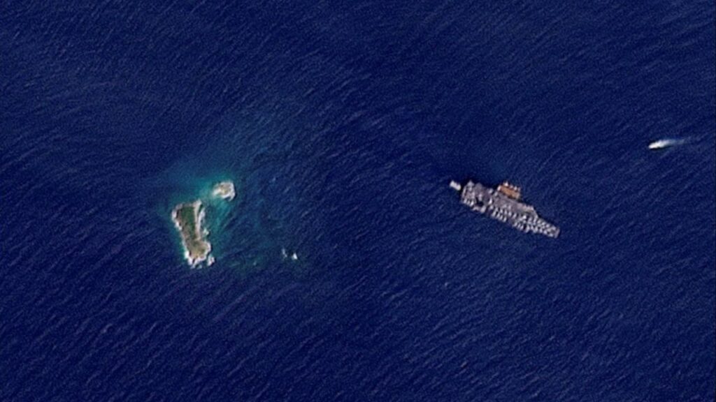 A satellite image shows the USS Gerald R. Ford off the coast of St Thomas Island, U.S. Virgin Islands, January 24, 2026. 2026 PLANET LABS PBC/Handout via REUTERS