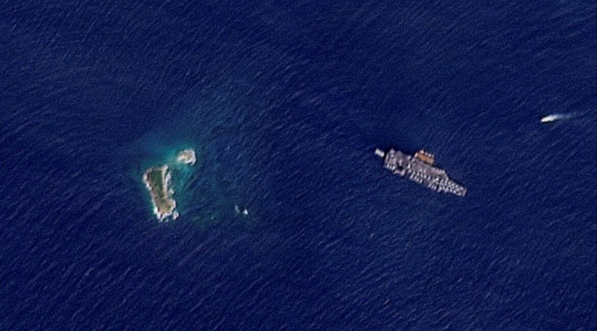 A satellite image shows the USS Gerald R. Ford off the coast of St Thomas Island, U.S. Virgin Islands, January 24, 2026. 2026 PLANET LABS PBC/Handout via REUTERS