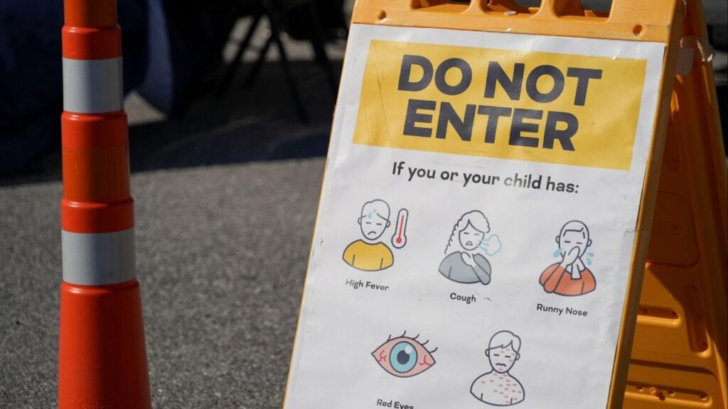 A signage stands outside a South Carolina Department of Public Health Mobile Health Unit in Spartanburg, South Carolina, U.S., February 6, 2026. (Reuters/Jayla Whitfield-Anderson)