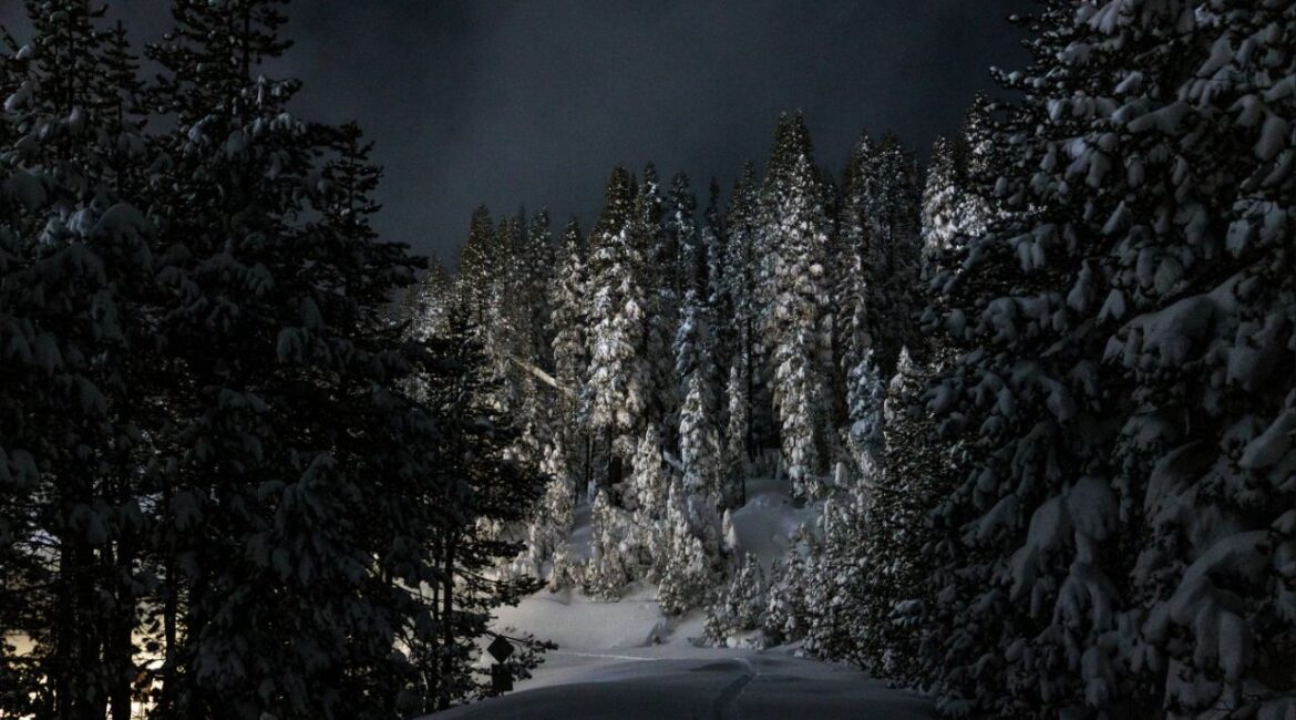 A snow-covered trail leading to Castle Peak, where eight backcountry skiers are confirmed dead from an avalanche, near Soda Springs, Calif., late Wednesday, Feb. 18, 2026. Many of the people on the fatal trek had ties to a ski-focused private school, Sugar Bowl Academy, in the Sierra Nevada. (Max Whittaker/The New York Times)