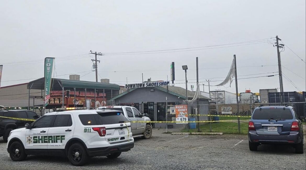 A suspect armed with a handgun robbed the Downtown Smoke Shop in Goshen just before 2:30 p.m. Monday, Feb 9, 2026, and fled with an unknown amount of cash, according to the Tulare County Sheriff’s Office. (Tulare County SO)