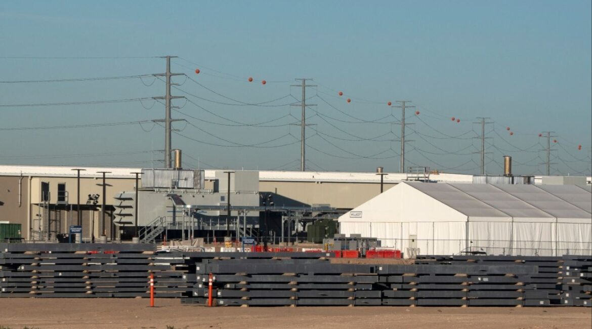 A view of a Microsoft data center under construction in Goodyear, Ariz., Jan. 14, 2026. In a nod to voter frustration over rising electricity prices, President Donald Trump said in his State of the Union address that he was negotiating pledges from major tech companies to pay a greater share of the energy costs associated with new data centers. (Rebecca Noble/The New York Times)
