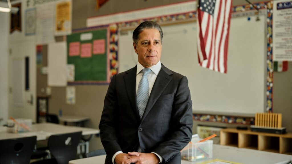 Alberto Carvalho, superintendent of the Los Angeles Unified School District, at a high school in Los Angeles, Sept. 23, 2024. FBI agents raided the headquarters of the Los Angeles Unified School District and the home of Carvalho on Wednesday, Feb. 25, 2026, federal authorities said. (Philip Cheung/The New York Times)