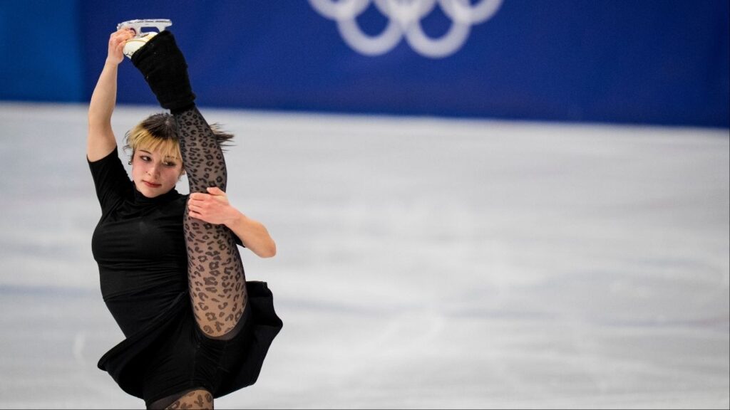 Alysa Liu, a U.S. figure skater, skates during a training session ahead of the 2026 Milan Cortina Winter Olympics at the Milan Ice Skating Arena in Milan, Italy, on Wednesday, Feb. 4, 2026. (Vincent Alban/The New York Times)