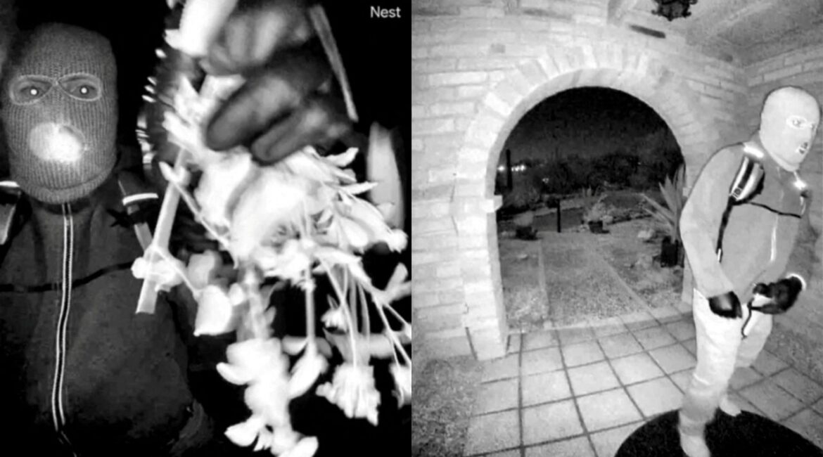 An image captured by a security camera shows what the Federal Bureau of Investigation (FBI) describes as an armed individual appearing to have tampered with the camera at Nancy Guthrie's front door the morning of her disappearance at her home in Tucson, Arizona, U.S., February 1, 2026. Pima County Sheriff's Department/Handout via REUTERS