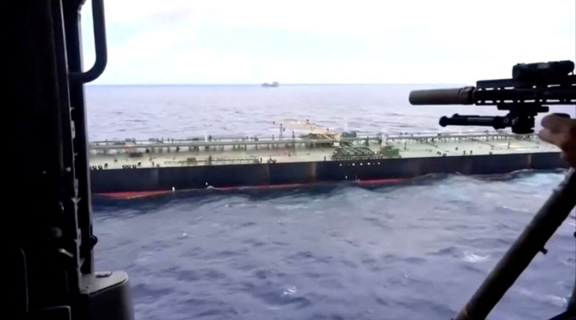 An oil tanker is seized by U.S. forces, Pentagon says, in this screengrab from a video released February 24, 2026. (DEPARTMENT OF DEFENSE/Handout via Reuters)