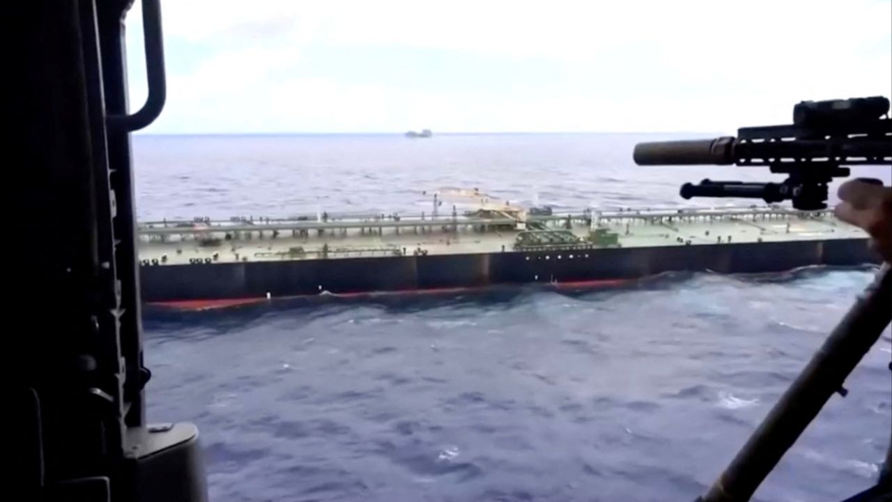 An oil tanker is seized by U.S. forces, Pentagon says, in this screengrab from a video released February 24, 2026. (DEPARTMENT OF DEFENSE/Handout via Reuters)
