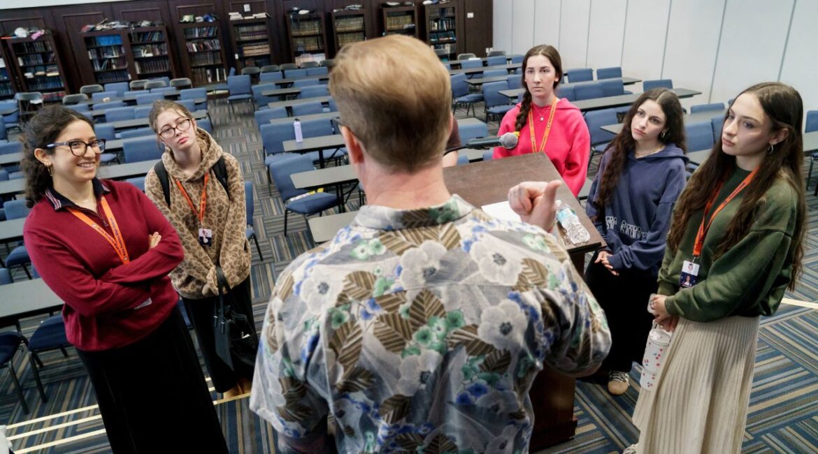 Arno Michaelis, a former neo-Nazi who now helps families affected by extremism, at a talk with high-schoolers in Boca Raon, Fla. on Feb. 4, 2026. Hate groups are increasingly using games and other online platforms to draw children to their causes. “It’s a big concern to me that the requirement has moved outside of social media through platforms that parents would think are more innocuous,” Michaelis said. (Josh Ritchie/ The New York Times)