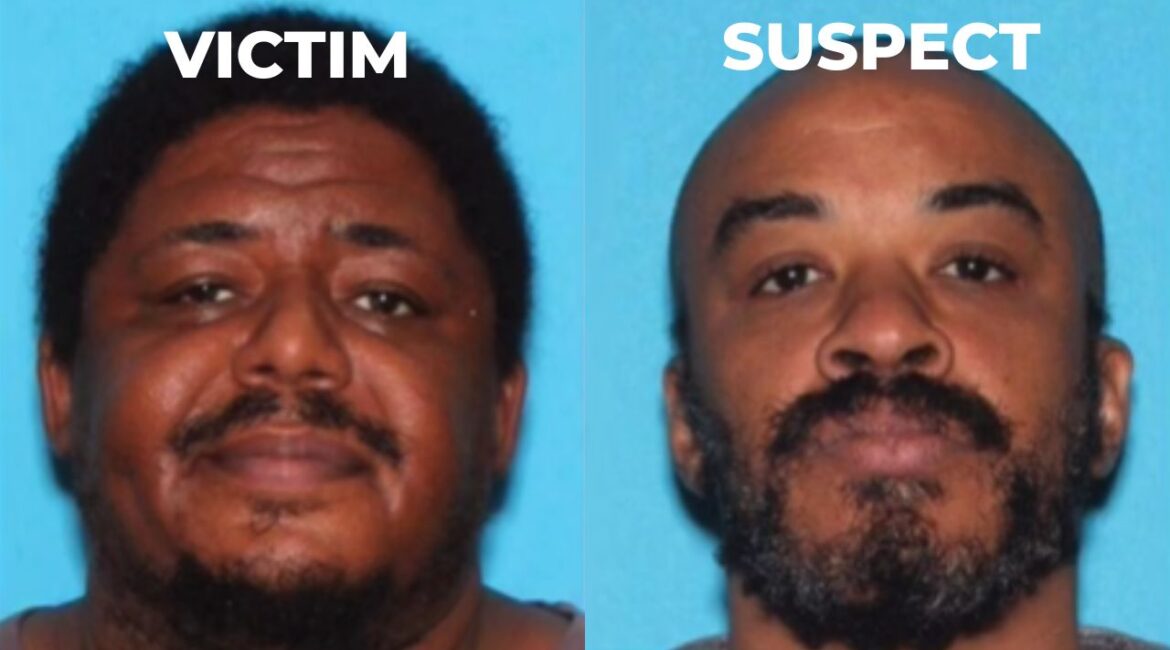 Aubrey Galloway (left), 41, died Tuesday after being stabbed multiple times at a southwest Fresno residence, and police are seeking his roommate, London Smith, who is wanted on a murder warrant. (Fresno PD)