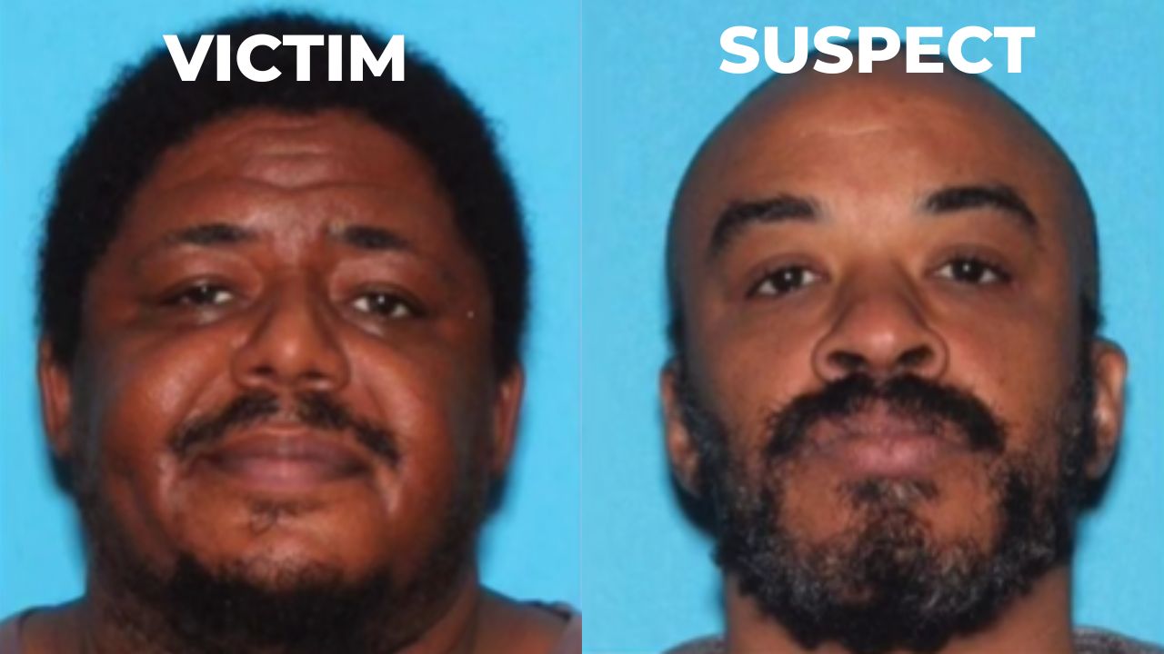 Aubrey Galloway (left), 41, died Tuesday after being stabbed multiple times at a southwest Fresno residence, and police are seeking his roommate, London Smith, who is wanted on a murder warrant. (Fresno PD)